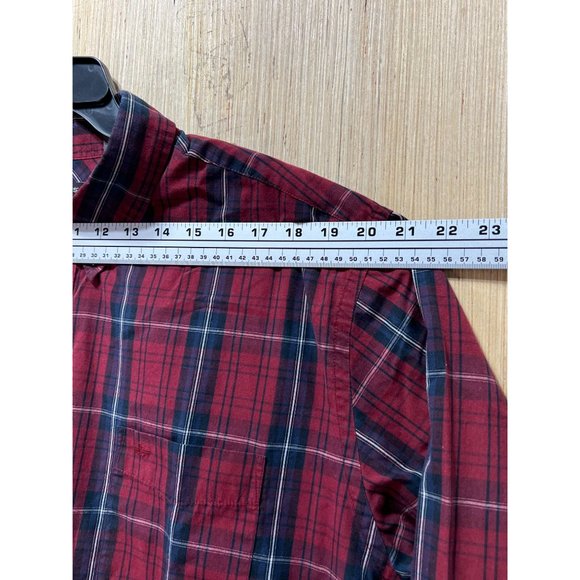 DOCKERS - Men's Long Sleeve Plaid Shirt - Burgundy - XXL - Picture 2 of 14